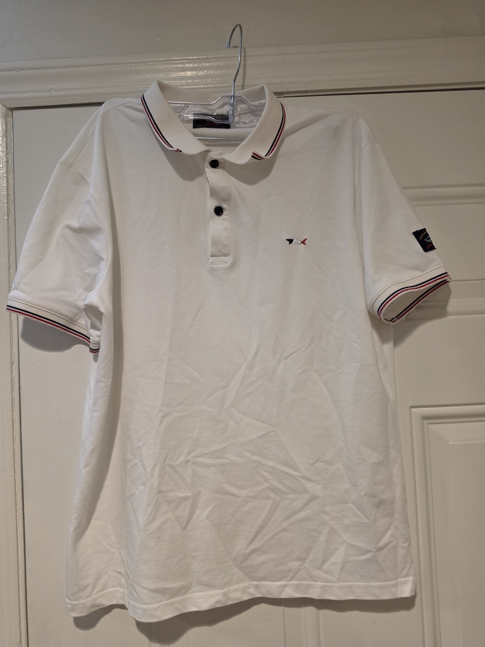 White Mens Polo Paul And Shark Shirt with Trim